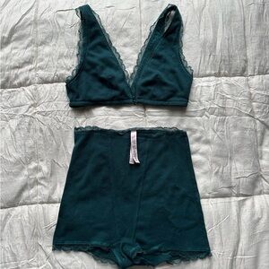 Victoria's Secret Deep Teal Lace Bra Set